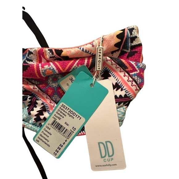 Seafolly Women's Sahara Nights DD Bandeau Style Bikini Top Size 6 Black NWT - Picture 5 of 6